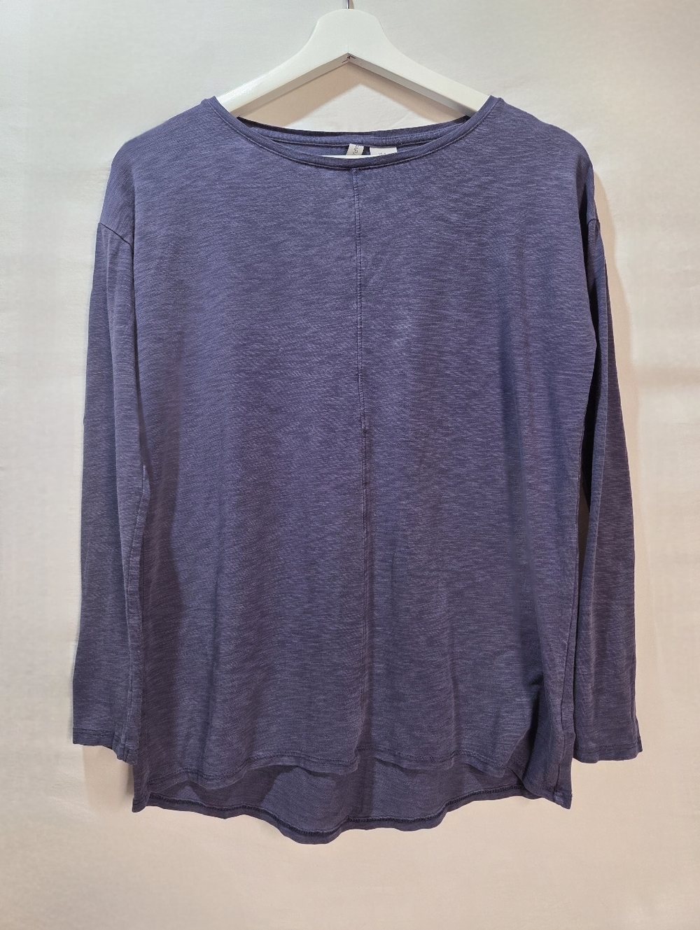 Paraphrase Heather Blue Modal Blend Exposed Seam Long Sleeve Lounge Tee Sz Sm